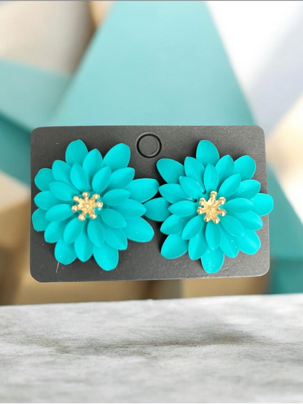 Turquoise Floral Statement Earrings